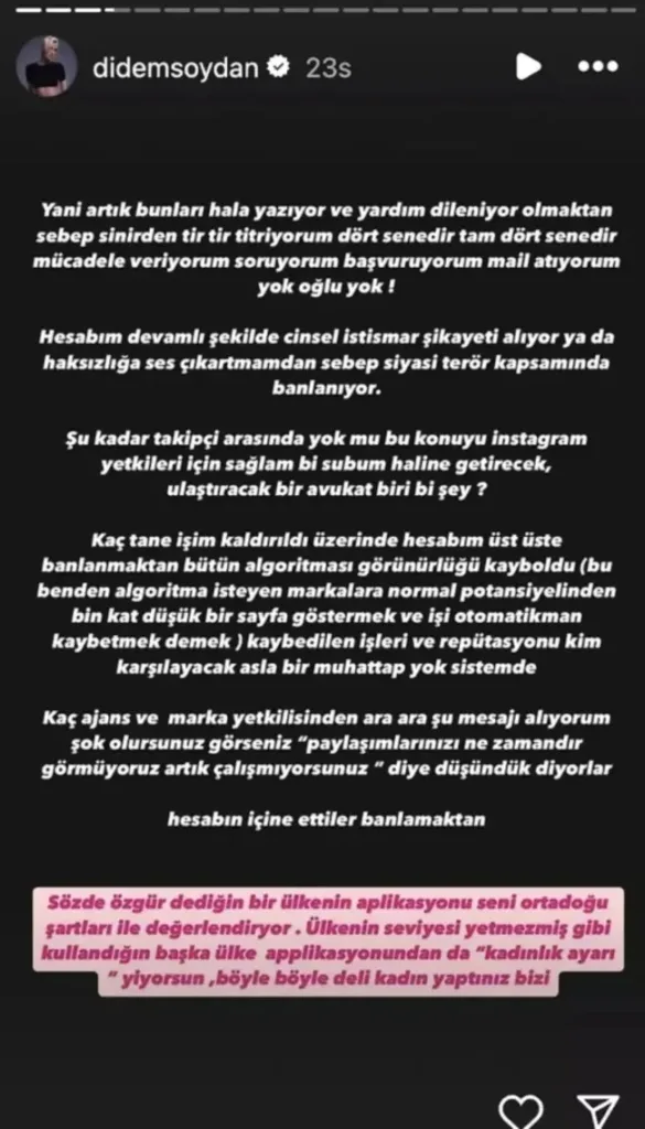 Didem Soydan, Instagram Sansürüne Tepki Gösterdi: "Hesabım Banlandı!"